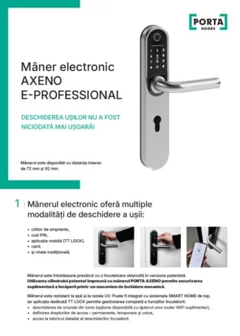 Coperta pliantului despre manerul electronic AXENO